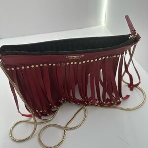 Victoria's Secret Red Fringe Crossbody with Gold Chain